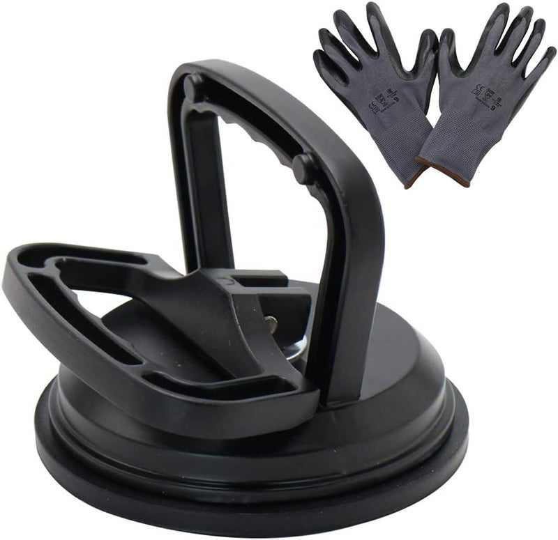 MAKERELE Powerful Aluminum Alloy Glass Suction Cup Small Handle Lifter 4.8",for Glass/Window/Tiles/Mirror/Granite Lifting,Double Handle Locking,Black - Image 1